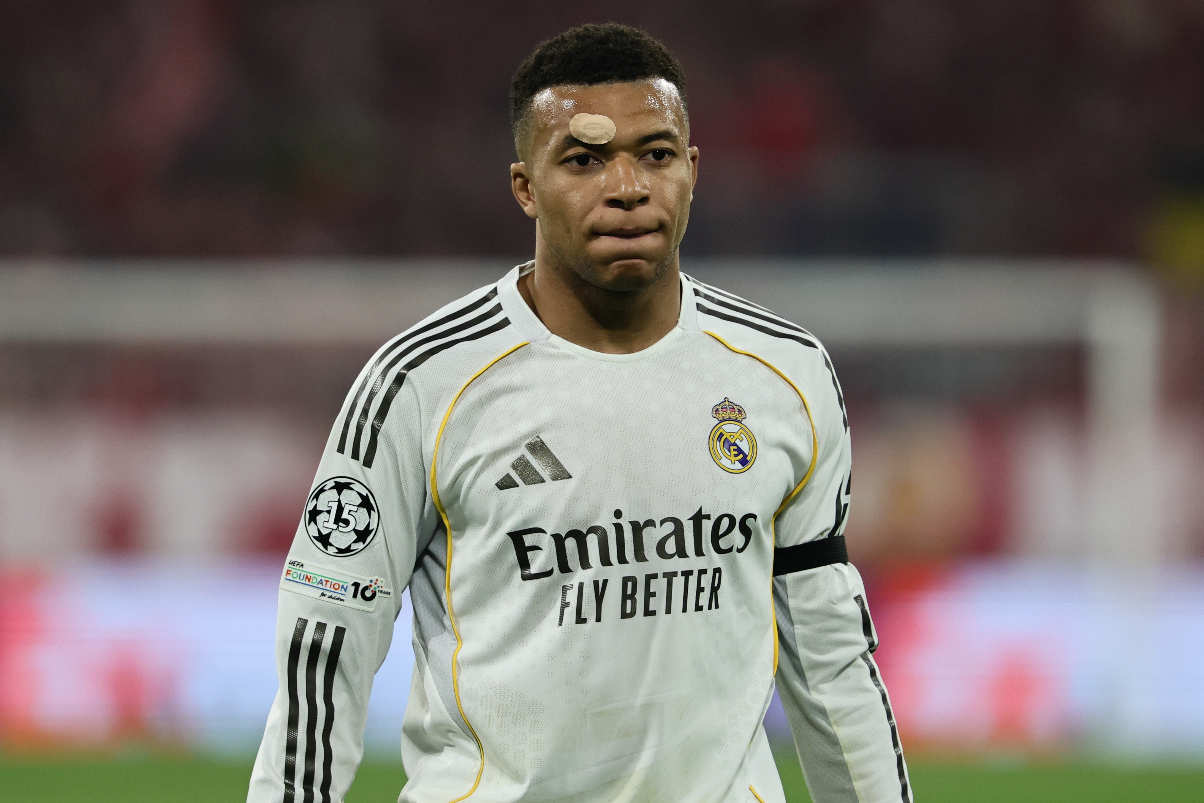 MUNICH (Germany), 15/04/2026.- Kylian Mbappe of Real Madrid looks on during the UEFA Champions League quarter-finals, 2nd leg match FC Bayern Munich against Real Madrid, in Munich, Germany, 15 April 2026. (Liga de Campeones, Alemania) EFE/EPA/RONALD WITTEK