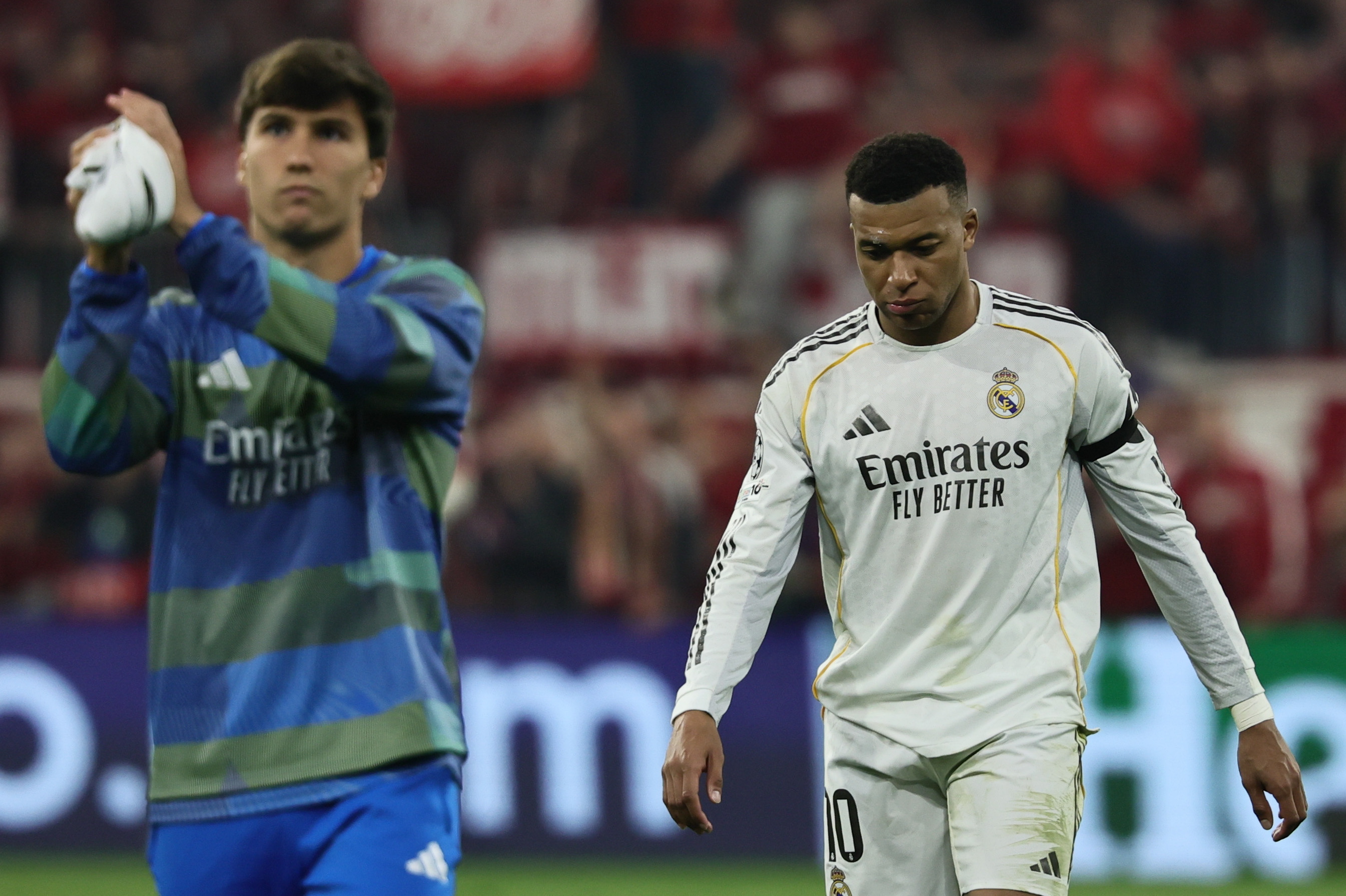 MUNICH (Germany), 15/04/2026.- Kylian Mbappe of Real Madrid looks disappointed after losing the UEFA Champions League quarter-finals, 2nd leg match FC Bayern Munich against Real Madrid, in Munich, Germany, 15 April 2026. (Liga de Campeones, Alemania) EFE/EPA/RONALD WITTEK