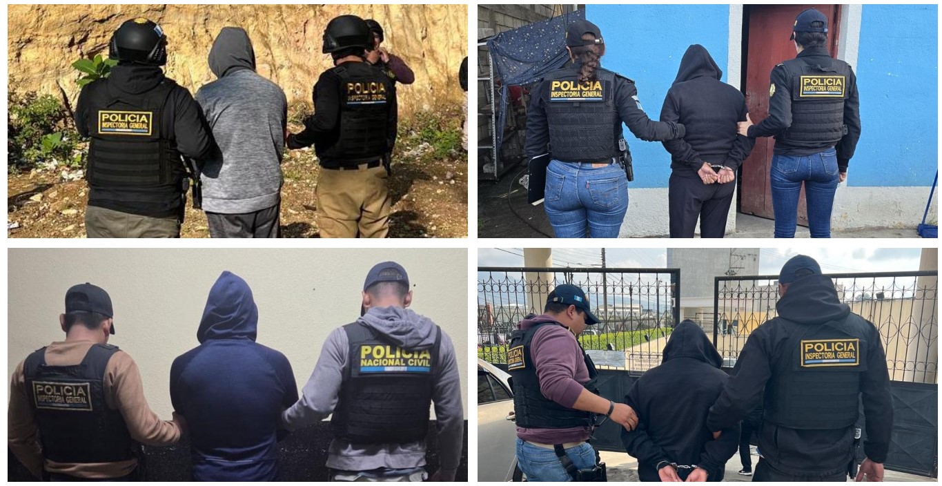 Autoridades capturan a cuatro agentes de la PNC señalados de robar Q1 millón en Quetzaltenango. (Foto Prensa Libre: MP)