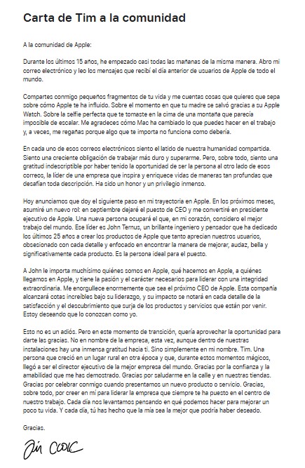 Apple cambia de líder en 2026 en medio de dudas por su estrategia frente a la IA