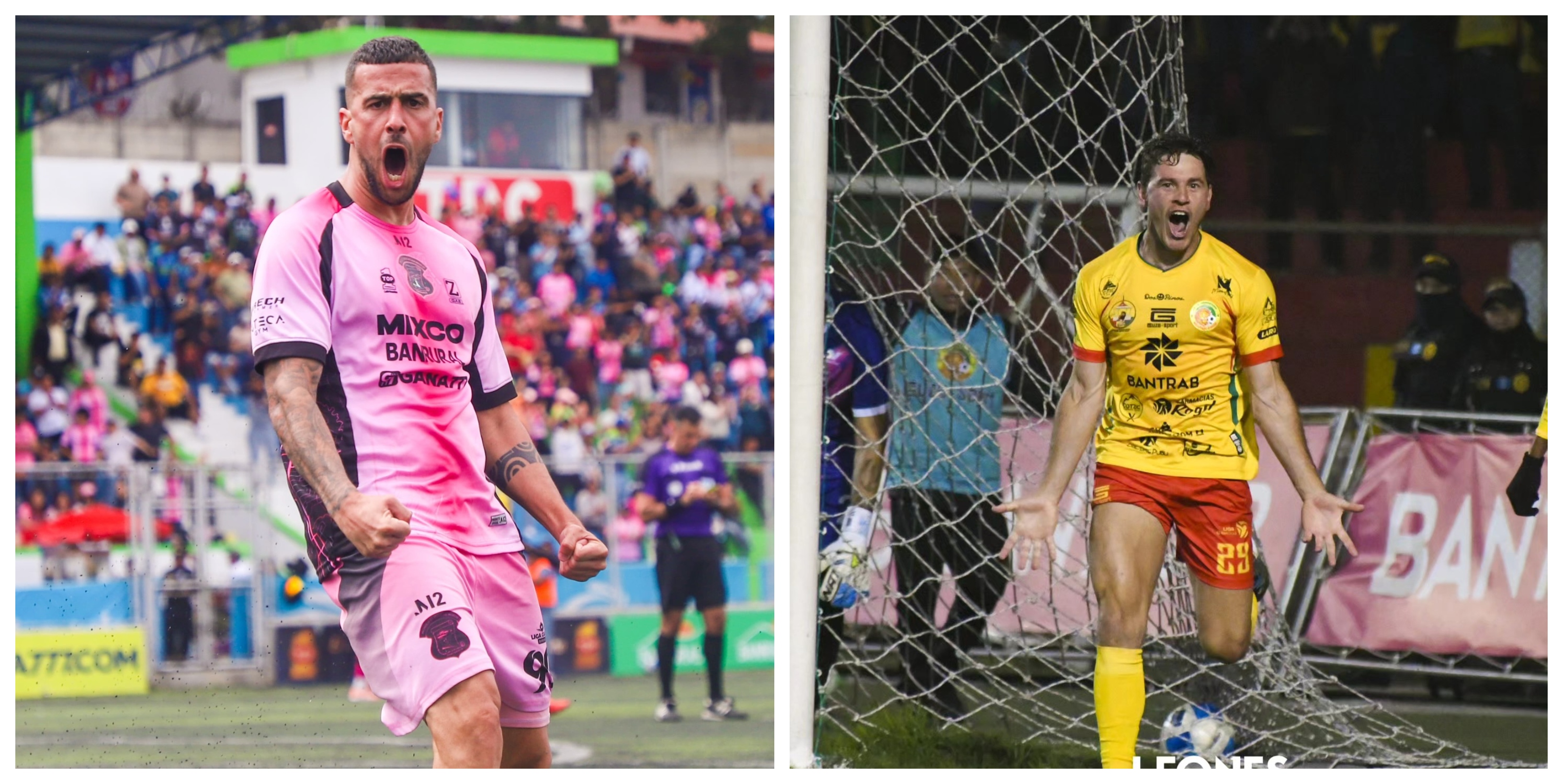 Nicolás Martínez y Diego Cosas pelan por quedarse con el título de goleador del Clausura 2026. (Foto Prensa Libre: Deportivo Mixco y Deportivo Marquense).