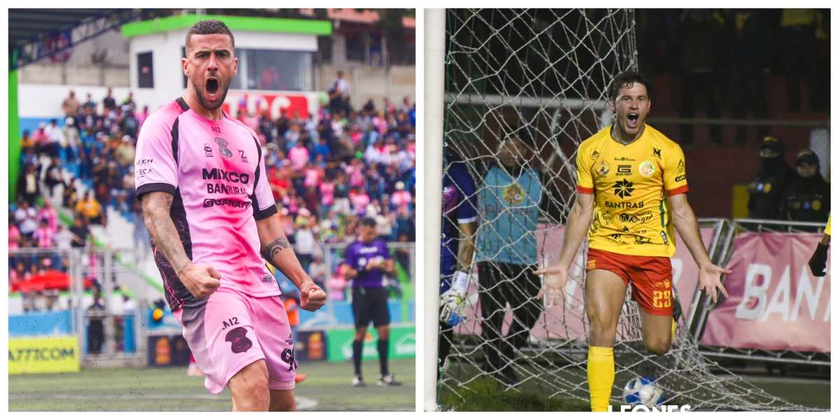 Nicolás Martínez y Diego Cosas pelan por quedarse con el título de goleador del Clausura 2026. (Foto Prensa Libre: Deportivo Mixco y Deportivo Marquense).