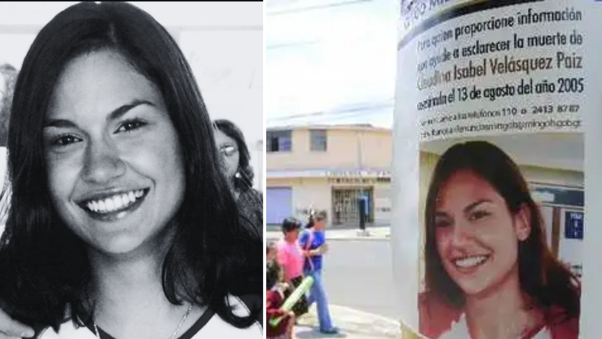 Claudina Velásquez Paiz fue una joven universitaria que desapareció y fue asesinada la madrugada del 13 de agosto de 2005; siete años después de su asesinato, se ofreció una recompensa de Q100 mil por información, como se observa en el cartel de la derecha. (Foto, Prensa Libre: Hemeroteca)