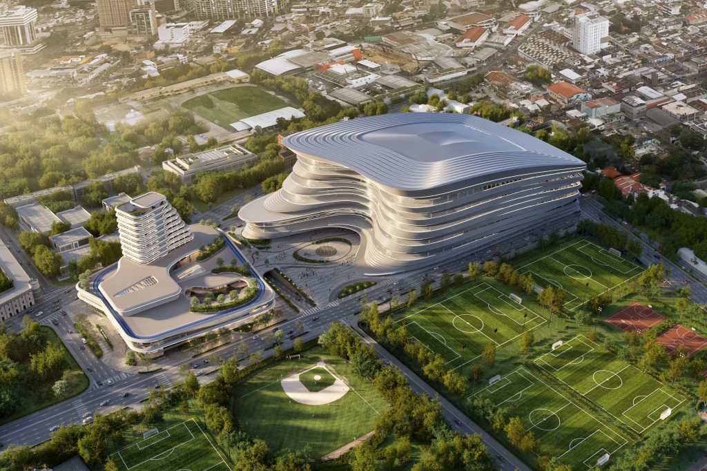 Render of the Futeca District shows, on the right, the Futeca Forum that will occupy 4.5 blocks; in the center, the plaza that will connect the spaces; and to the left, the 2.5-block Futeca Gallery, where the hotel levels stand out. (Photo, Prensa Libre: courtesy Futeca Corporación)