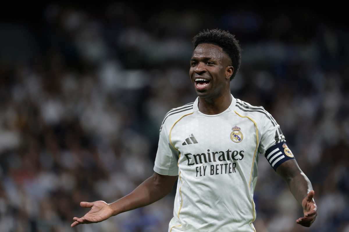 MADRID, 14/05/2026.- El delantero del Real Madrid Vinicius Jr. durante el partido de la jornada 36 de LaLiga que Real Madrid y Real Oviedo disputan este jueves en el estadio Santiago Bernabéu. EFE/Juanjo Martín