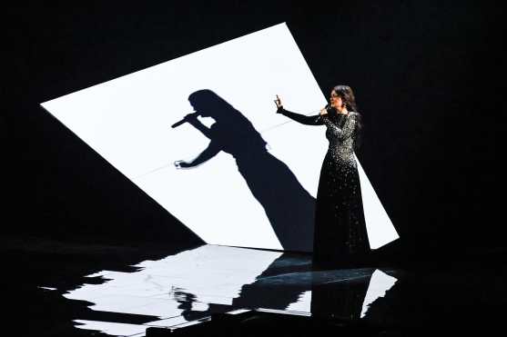 VIENNA (Austria), 14/05/2026.- Atvara of Latvia performs the song 'Ena' during the last dress rehearsals for the second semi-final of the 70th Eurovision Song Contest (ESC) in Vienna, Austria, 14 May 2026. The grand final of the ESC 2026 is scheduled for 16 May. (Letonia, Viena) EFE/EPA/HANNIBAL HANSCHKE