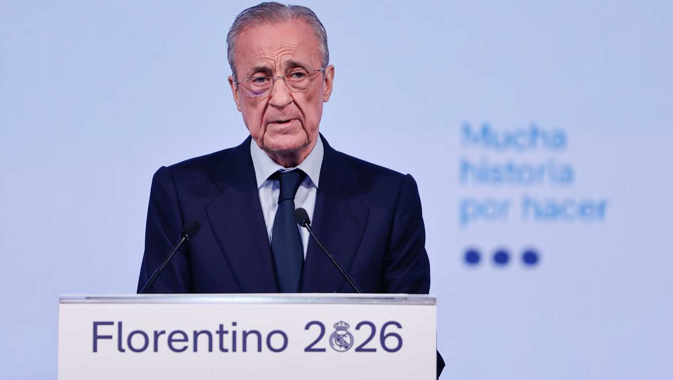 FOTODELDÍA - MADRID, 27/05/2026.- El presidente del Real Madrid Florentino Pérez interviene durante la presentación de su candidatura a las elecciones del club, bajo el lema "Mucha historia por hacer", este miércoles en Madrid.- EFE/Sergio Pérez