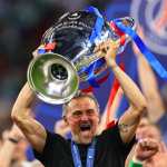 Budapest (Hungary), 30/05/2026.- PSG's head coach Luis Enrique celebrates with the trophy after winning the UEFA Champions League final between Paris Saint-Germain and Arsenal in Budapest, Hungary, 30 May 2026. (Liga de Campeones, Hungría) EFE/EPA/ANNA SZILAGYI