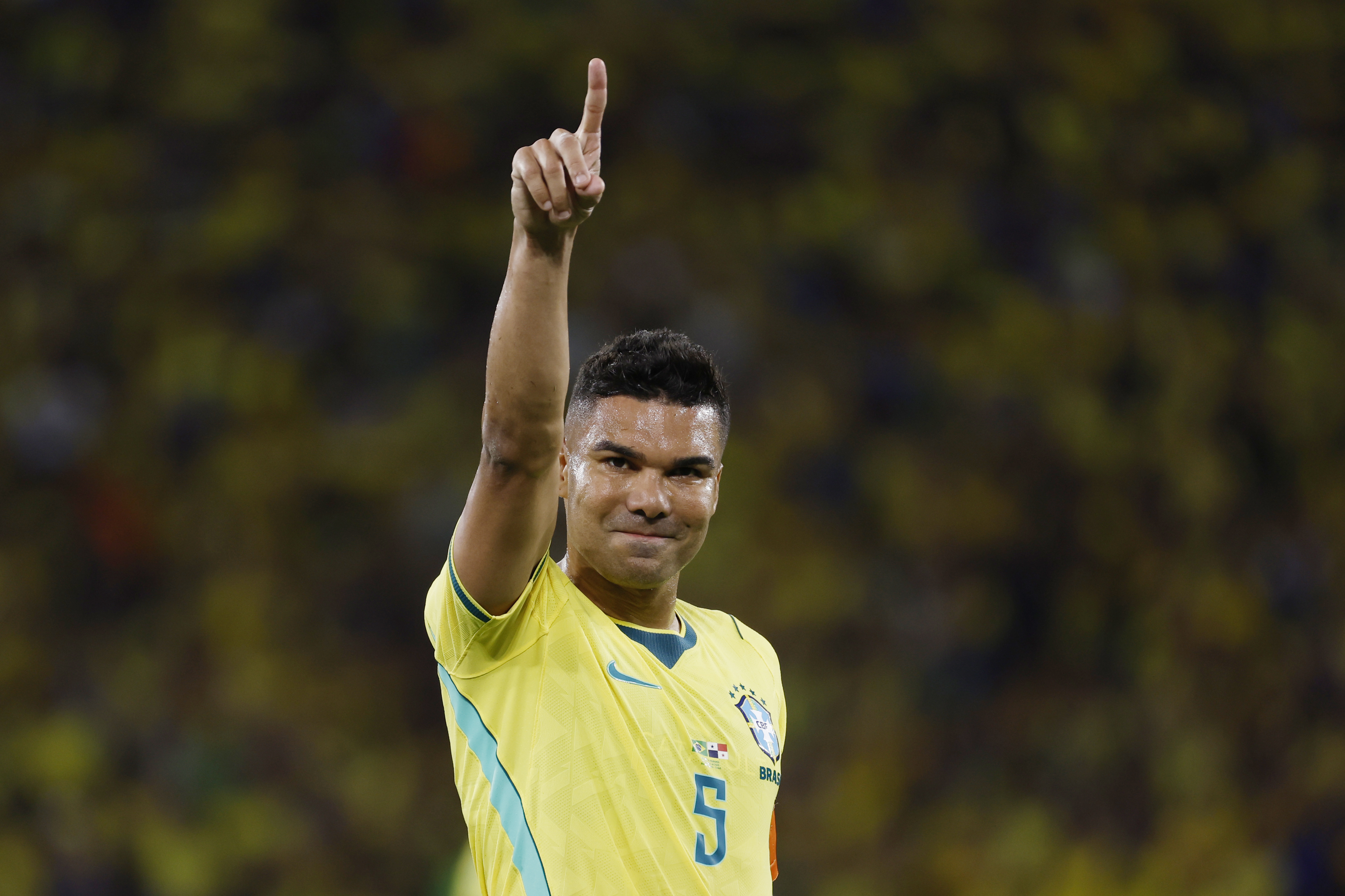 AME7231. RÍO DE JANEIRO (BRASIL), 31/05/2026.- Casemiro de Brasil celebra un gol este domingo, en un partido amistoso previo al Mundial 2026 entre Brasil y Panamá en el estadio Maracaná, en Río de Janeiro (Brasil). EFE/ Antonio Lacerda