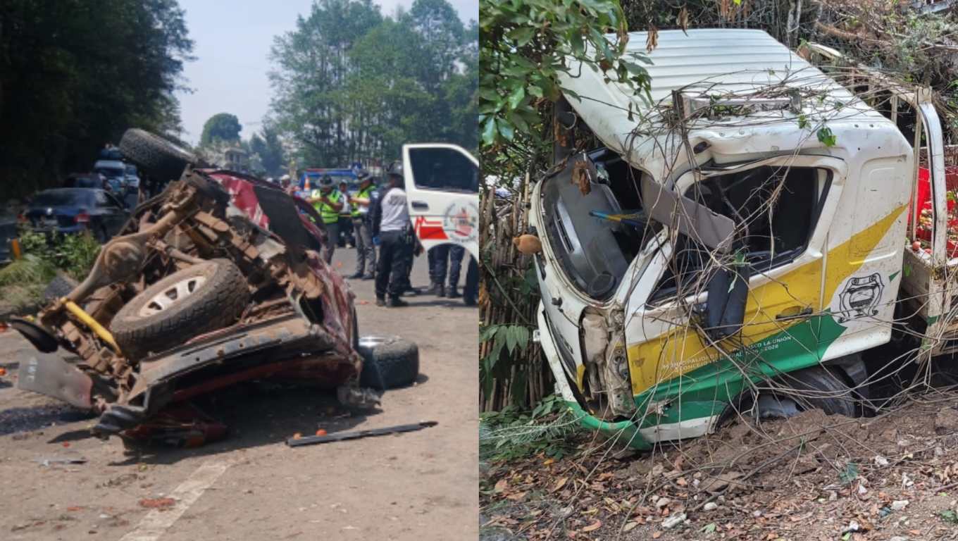 Accidente ruta Interamericana camión municipal picop dos muertos Día de la Madre