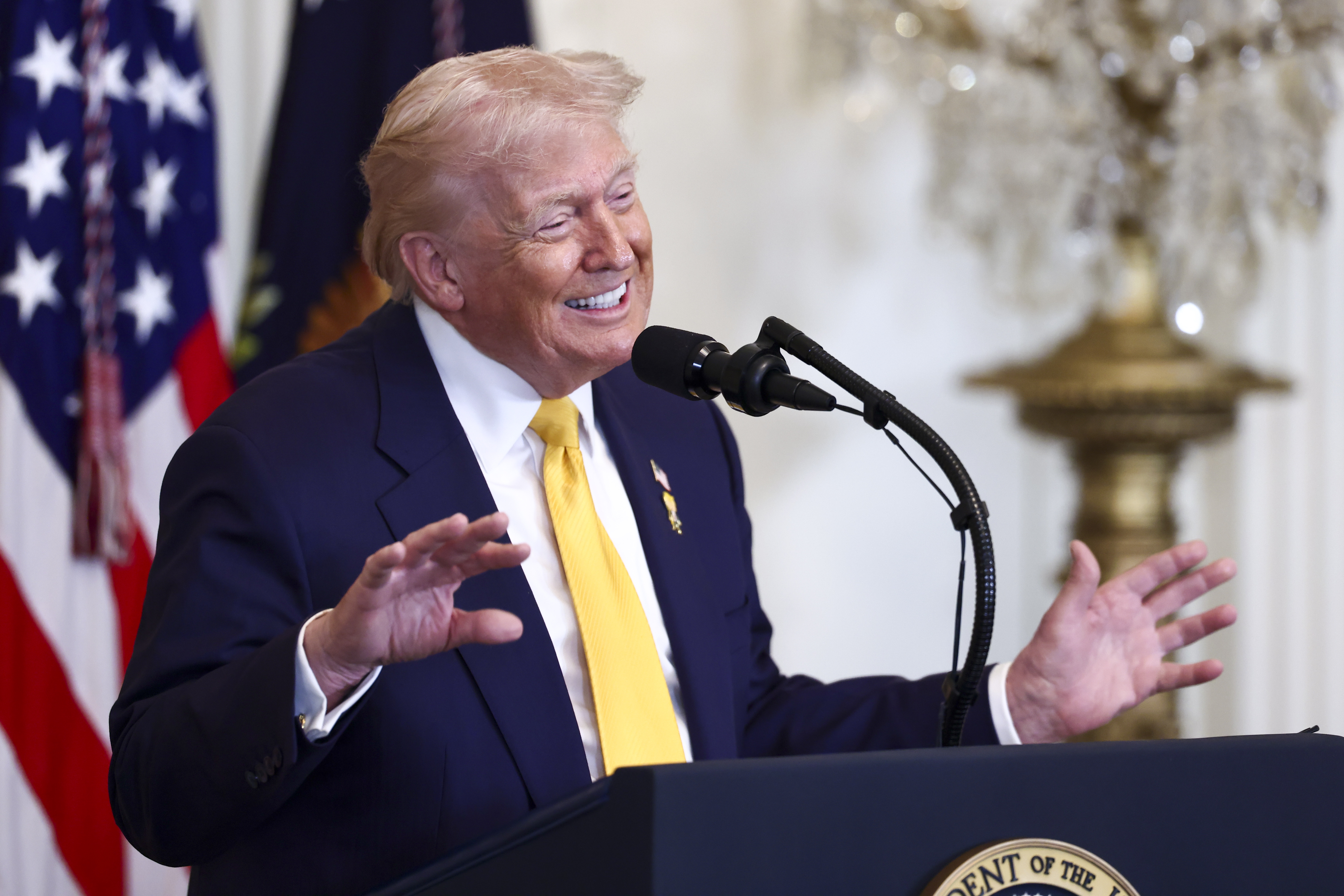 El presidente estadounidense Trump pronuncia un discurso en una recepción conmemorativa del Mes de la Historia Afroamericana en la Casa Blanca.