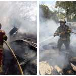 Bomberos Municipales y Voluntarios trabajan para controlar el incendio que destruyó varios vehículos y una vivienda en la colonia Aurora II, zona 13 capitalina. (Foto Prensa Libre: CVB y CBM)