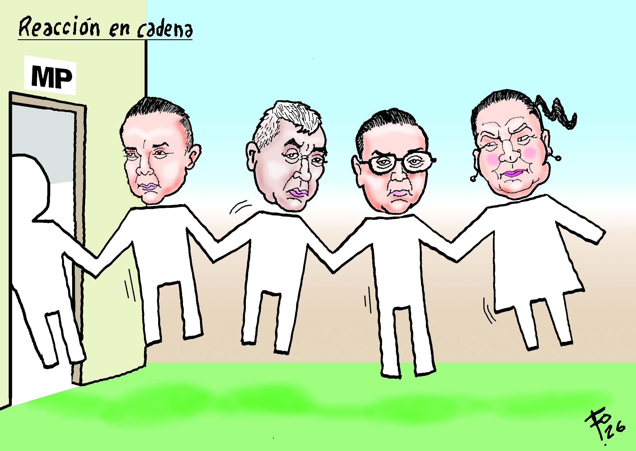 Personajes: José Luis Pantaleón, Rafael Curruchiche, Ángel Pineda y Consuelo Porras.
