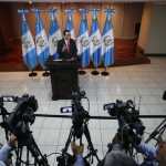 El fiscal general, Gabriel García Luna, comparece en su primera conferencia de prensa, 12 horas después de tomar posesión del cargo. (Foto Prensa Libre: Esbin García)