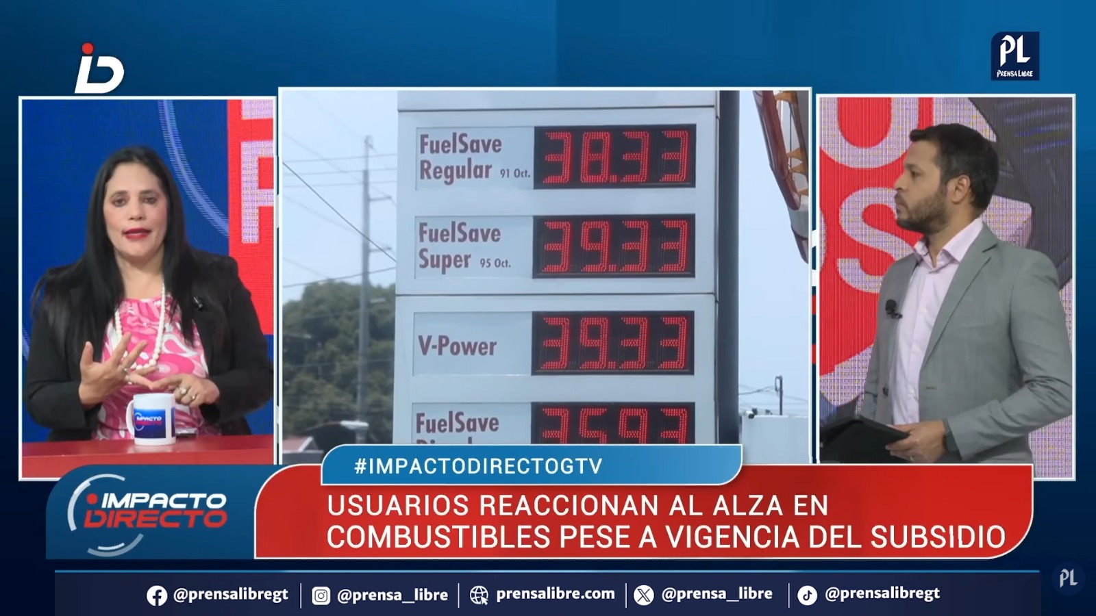 El aumento de hasta casi Q3 por galón en las gasolinas generó inconformidad entre usuarios, mientras analistas de Impacto Directo, de Guatevisión, señalaron que el subsidio no resuelve la vulnerabilidad del país ante los precios internacionales.