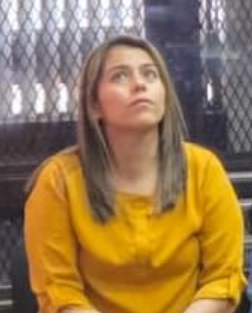Paola Isabel Díaz Ramírez, identified as one of the three people in charge of collecting the money given for the rescue of the dentist Julio Martínez in May 2025. (Photo, Prensa Libre: Moisés Xec)