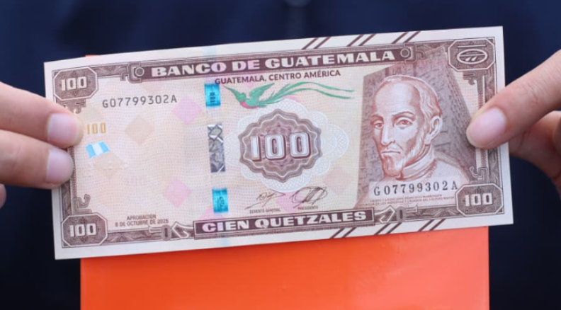Parte anverso del Billete Conmemorativo de Q100. (Foto, Prensa Libre: Juan Diego González)