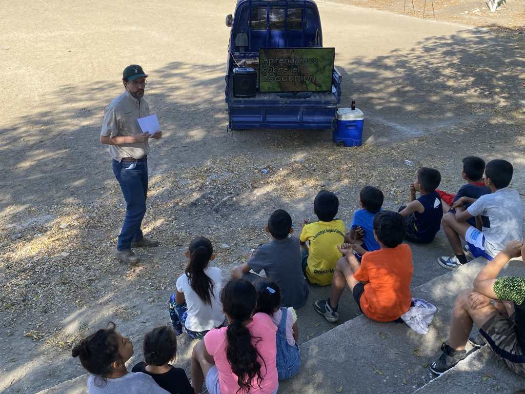 Part of Fundesgua's work involves educating local communities about the importance of the scorpion lizard and its role within the Motagua dry forest ecosystem.