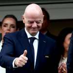 LOS ANGELES (United States), 13/06/2026.- FIFA president Gianni Infantino gives the thumb up before the FIFA World Cup 2026 group stage match USA against Paraguay, in Los Angeles, California, USA, 12 June 2026. EFE/EPA/CHRIS TORRES