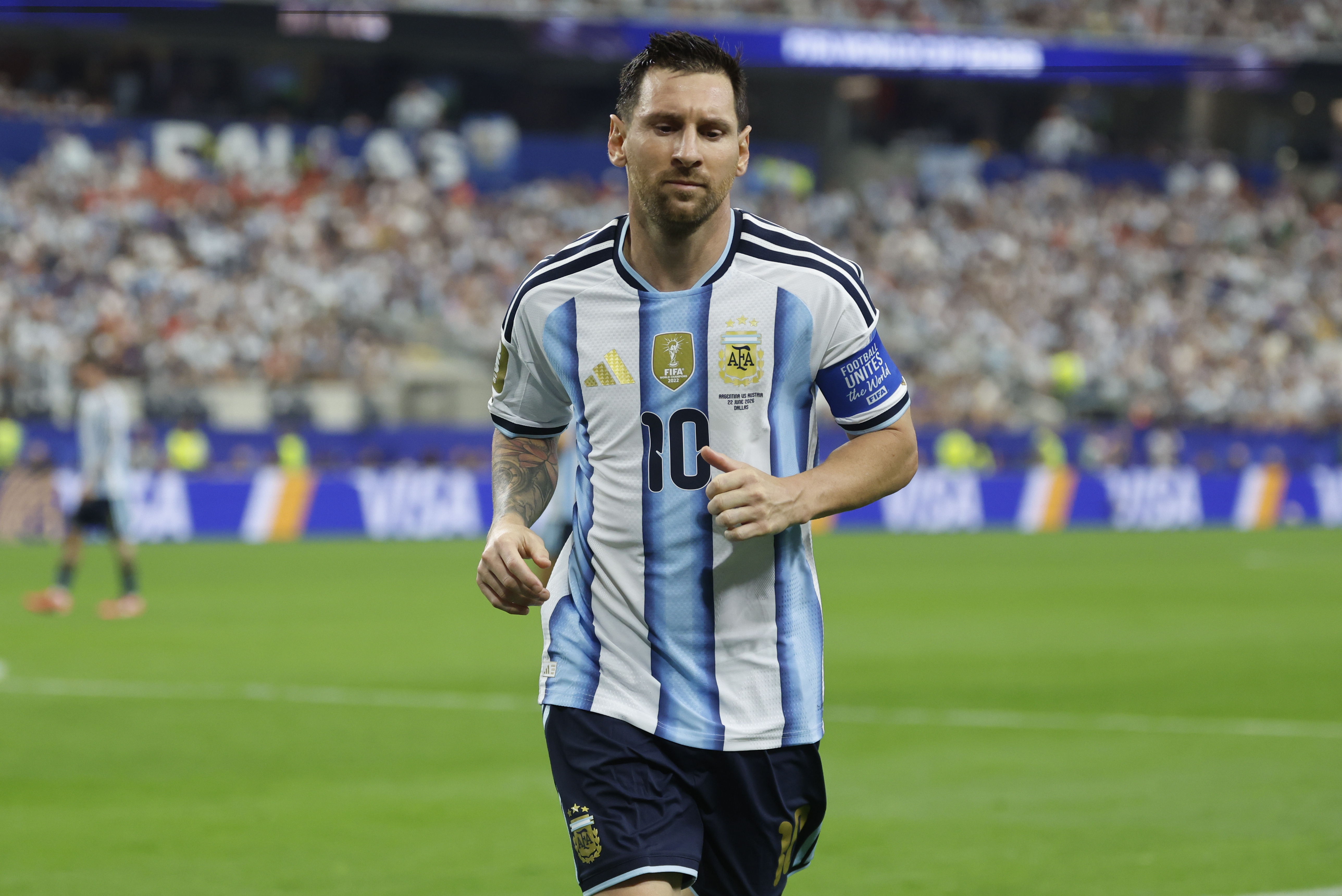 ARLINGTON (ESTADOS UNIDOS), 22/06/2026.- El delantero de Argentina, Leo Messi, durante el partido del Mundial 2026 entre Argentina y Austria, este lunes en Arlington, Texas. EFE/Mariscal