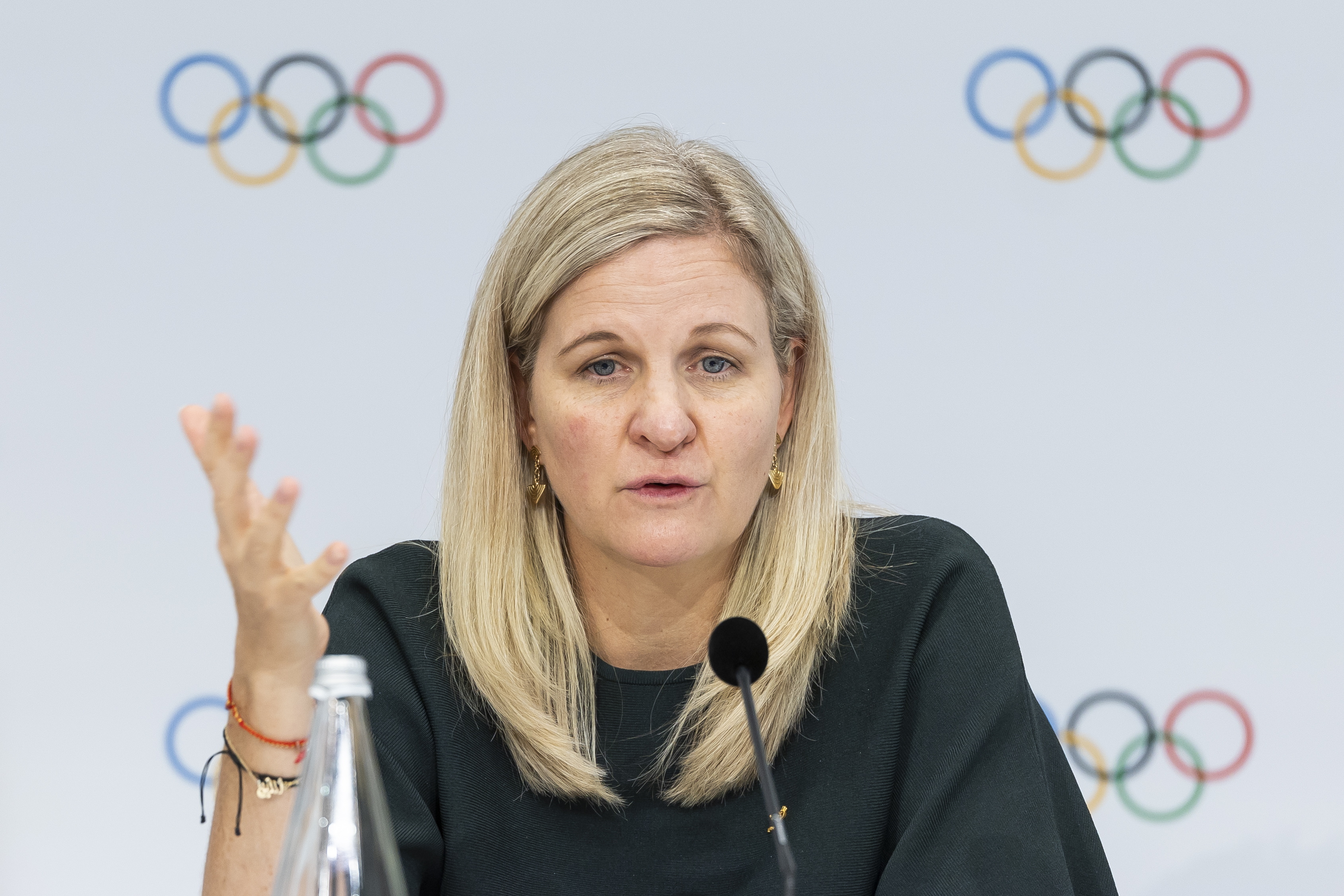 Presidenta del Comité Olímpico Internacional, Kirsty Coventry. (Foto Prensa Libre: EFE/EPA/CYRIL ZINGARO EFE/EPA/CYRIL ZINGARO).