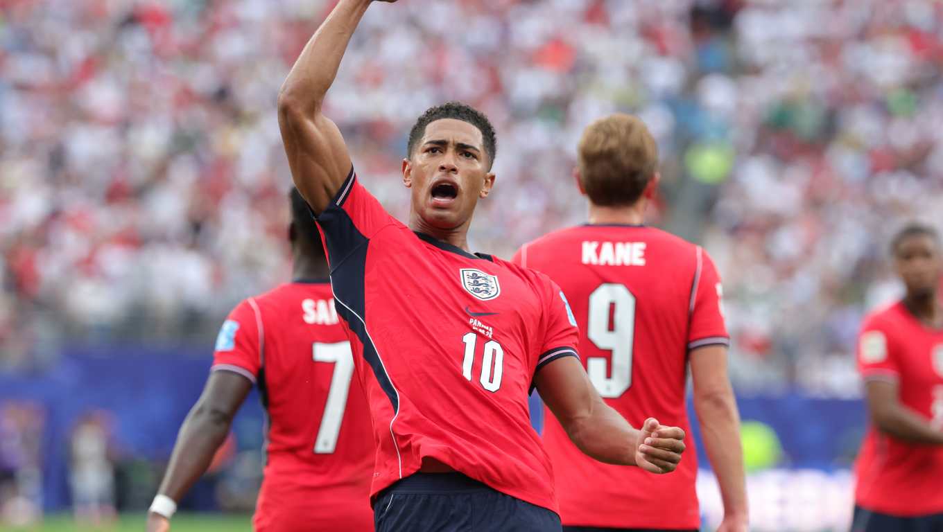 AMDEP7517. NUEVA JERSEY (ESTADOS UNIDOS), 27/06/2026.- Jude Bellingham de Inglaterra celebra un gol este sábado, en un partido del grupo L del Mundial de la FIFA 2026 entre Panamá e Inglaterra en el estadio MetLife de Nueva Jersey (Estados Unidos). EFE/ Sebastiao Moreira
