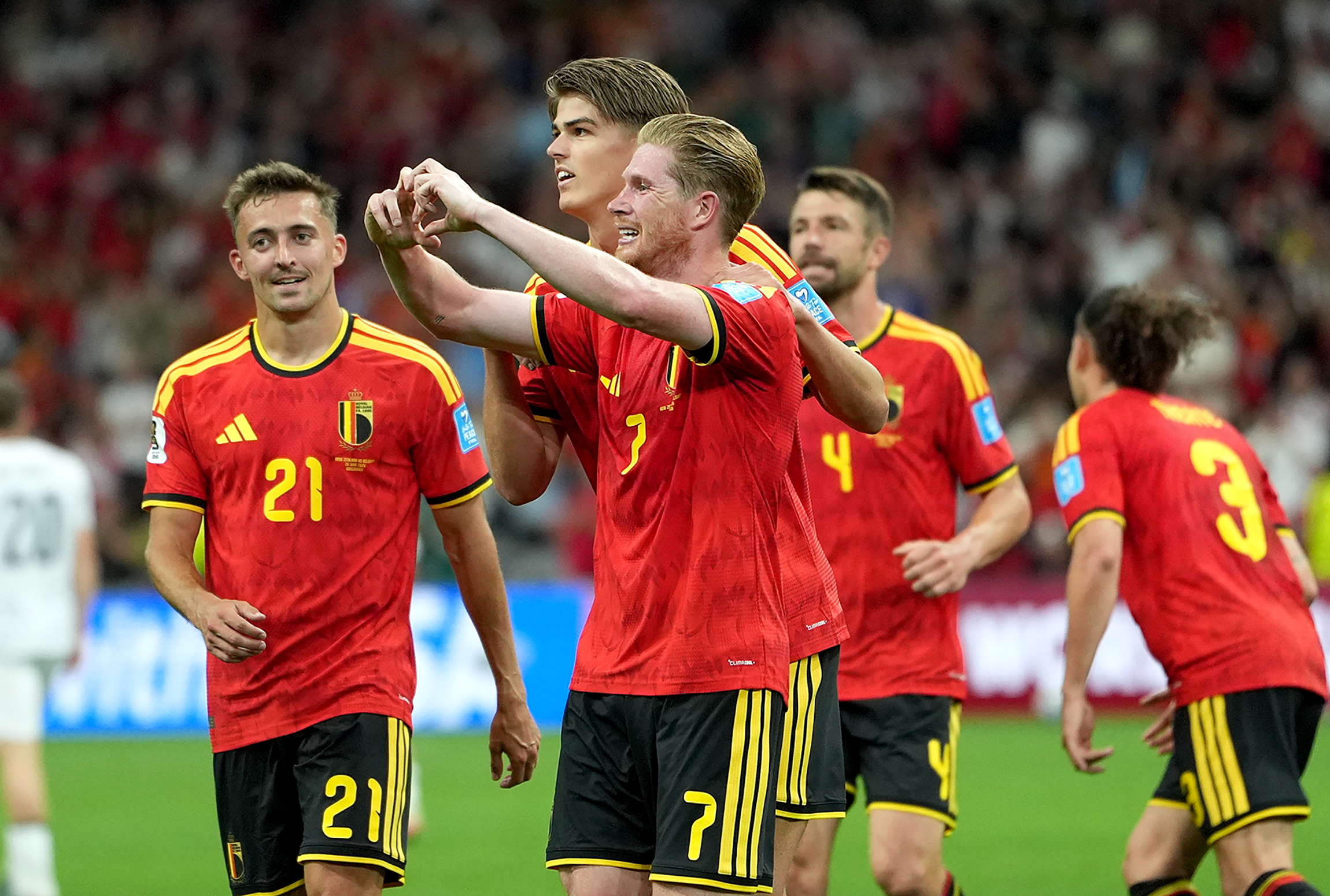 VANCOUVER (Canada), 27/06/2026.- Kevin De Bruyne of Belgium celebrates after scoring his team's third goal during the FIFA World Cup 2026 group stage match New Zealand against Belgium, in Vancouver, Canada, 26 June 2026. (Bélgica, Nueva Zelanda) EFE/EPA/BOB FRID