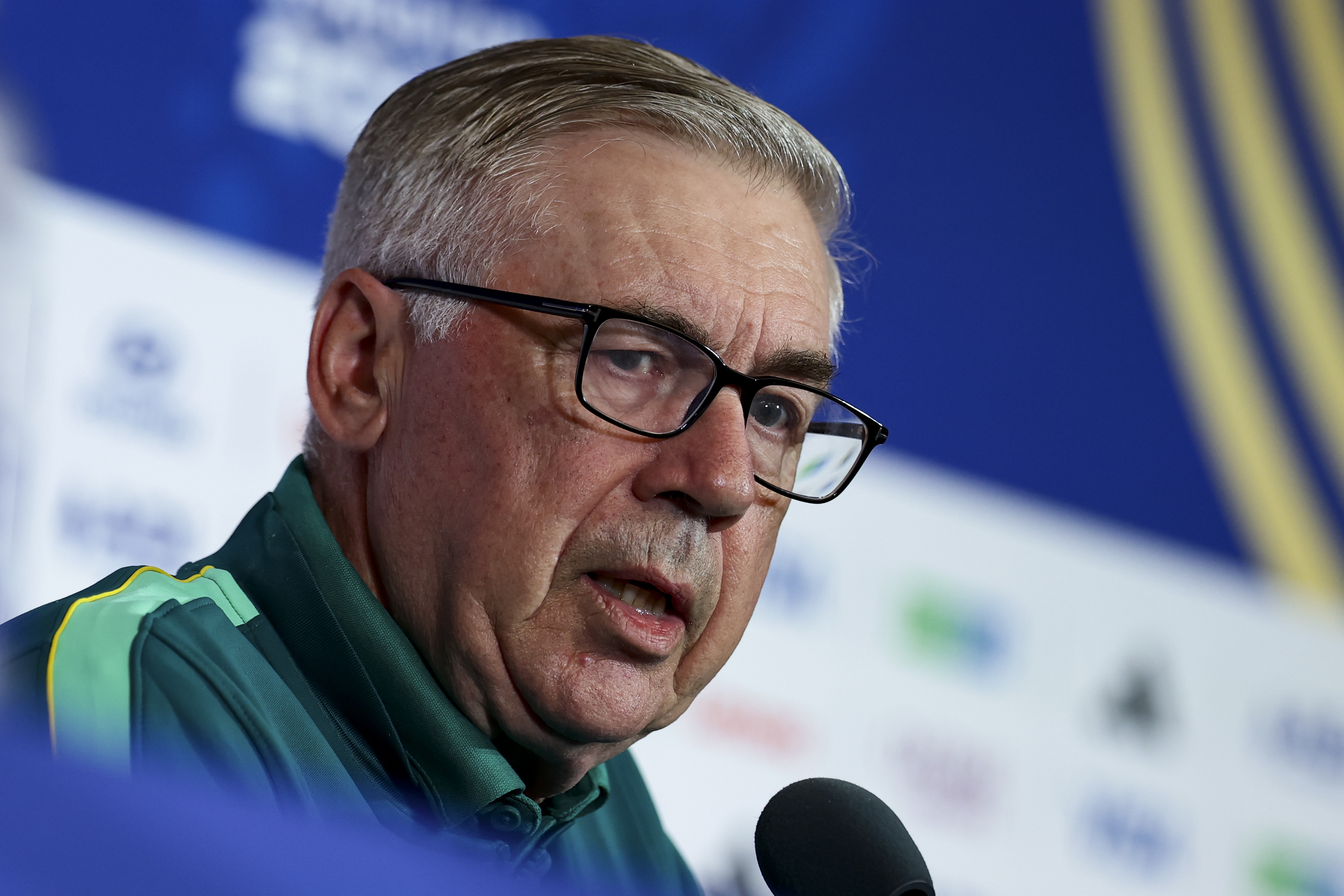 HOUSTON (United States), 29/06/2026.- Brazil's national soccer team head coach Carlo Ancelotti attends a press conference in Houston, Texas, USA, 28 June 2026. Brazil will face Japan on 29 June in a FIFA World Cup 2026 round of 32 match. (Mundial de Fútbol, Brasil, Japón) EFE/EPA/CHRISTOPHER NEUNDORF