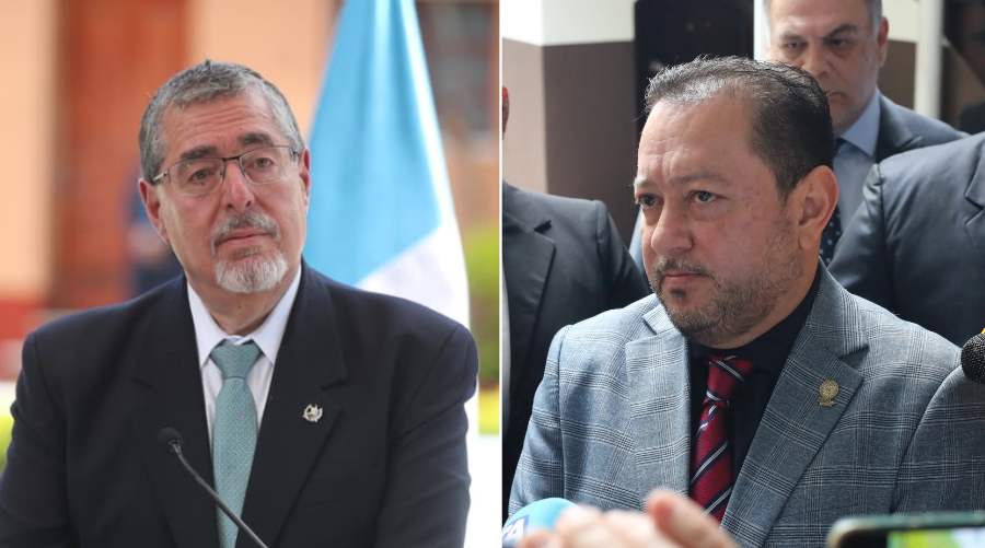 Composición de dos fotografías de archivo, con el presidente Bernardo Arévalo a la izquierda y el rector de la Usac, Walter Mazariegos, a la derecha.