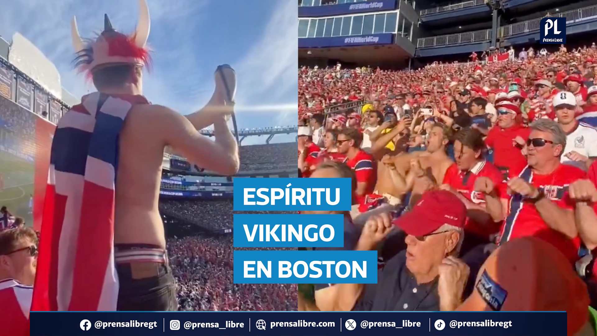 Aficionados noruegos llenaron de color y energía el estadio de Boston durante el primer encuentro de Noruega en el Mundial 2026 contra Irak. Con cánticos, banderas y ambiente vikingo, la hinchada encendió el encuentro y acompañó a su selección.