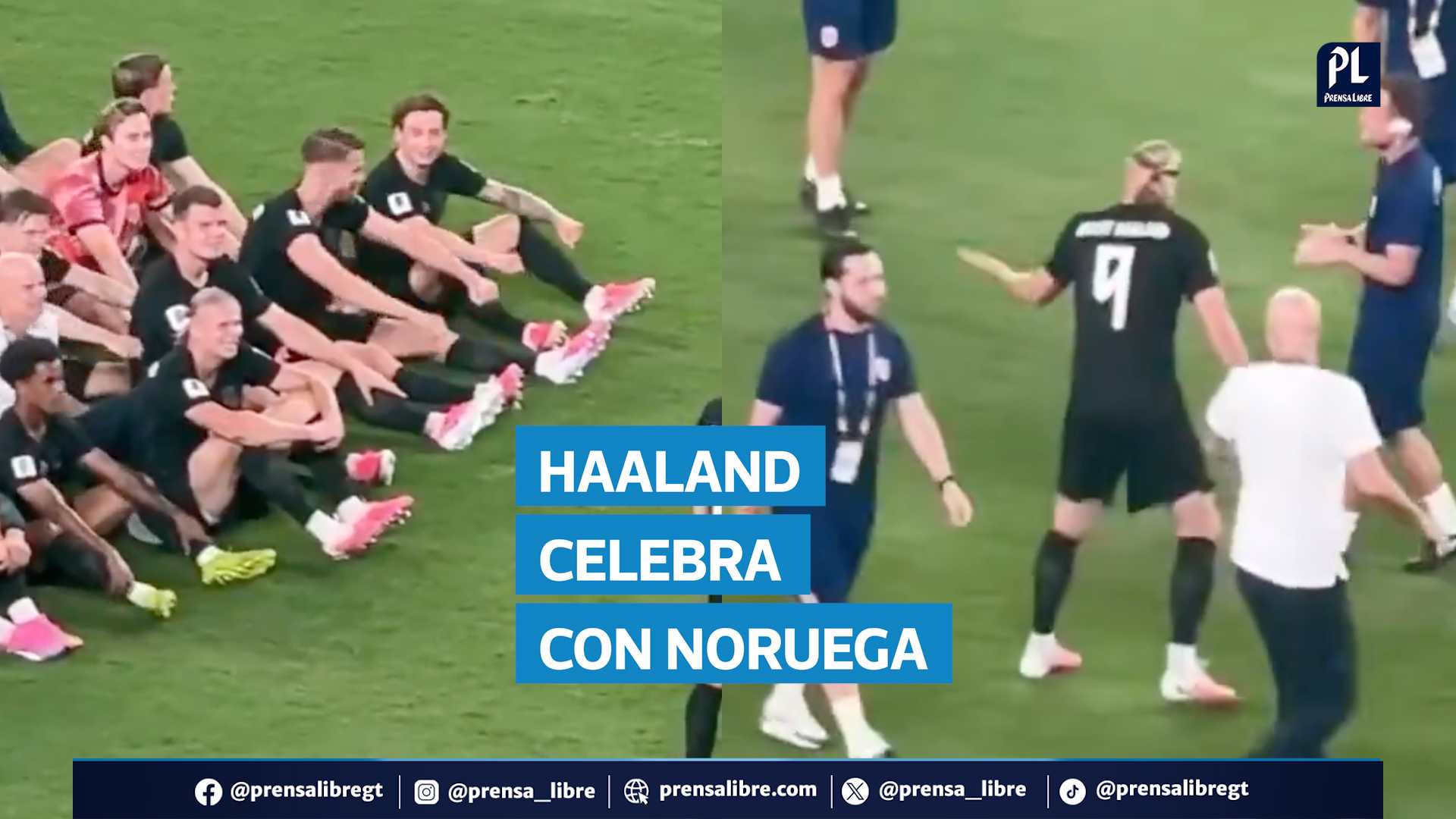 Erling Haaland llamó a sus compañeros y entrenadores para celebrar el “Row Row” con los aficionados de Noruega, luego de la clasificación a dieciseisavos de final del Mundial 2026. El delantero marcó un doblete en la victoria 3-2 ante Senegal.