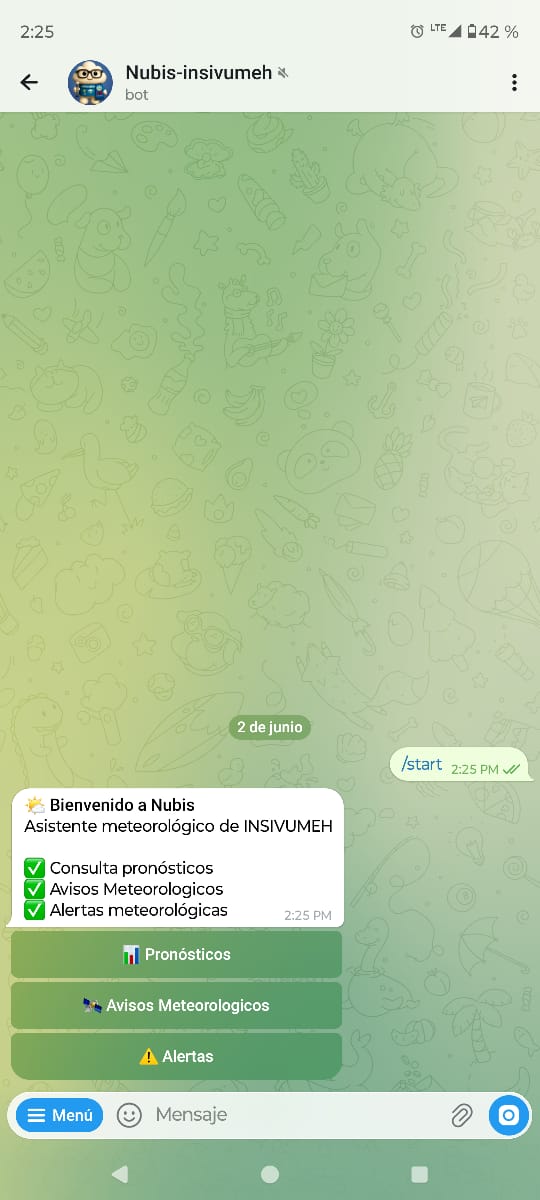 Asistente Nubis de Insivumeh disponible, por el momento, solo en Telegram. (Foto, Prensa Libre: Glenda Burrión