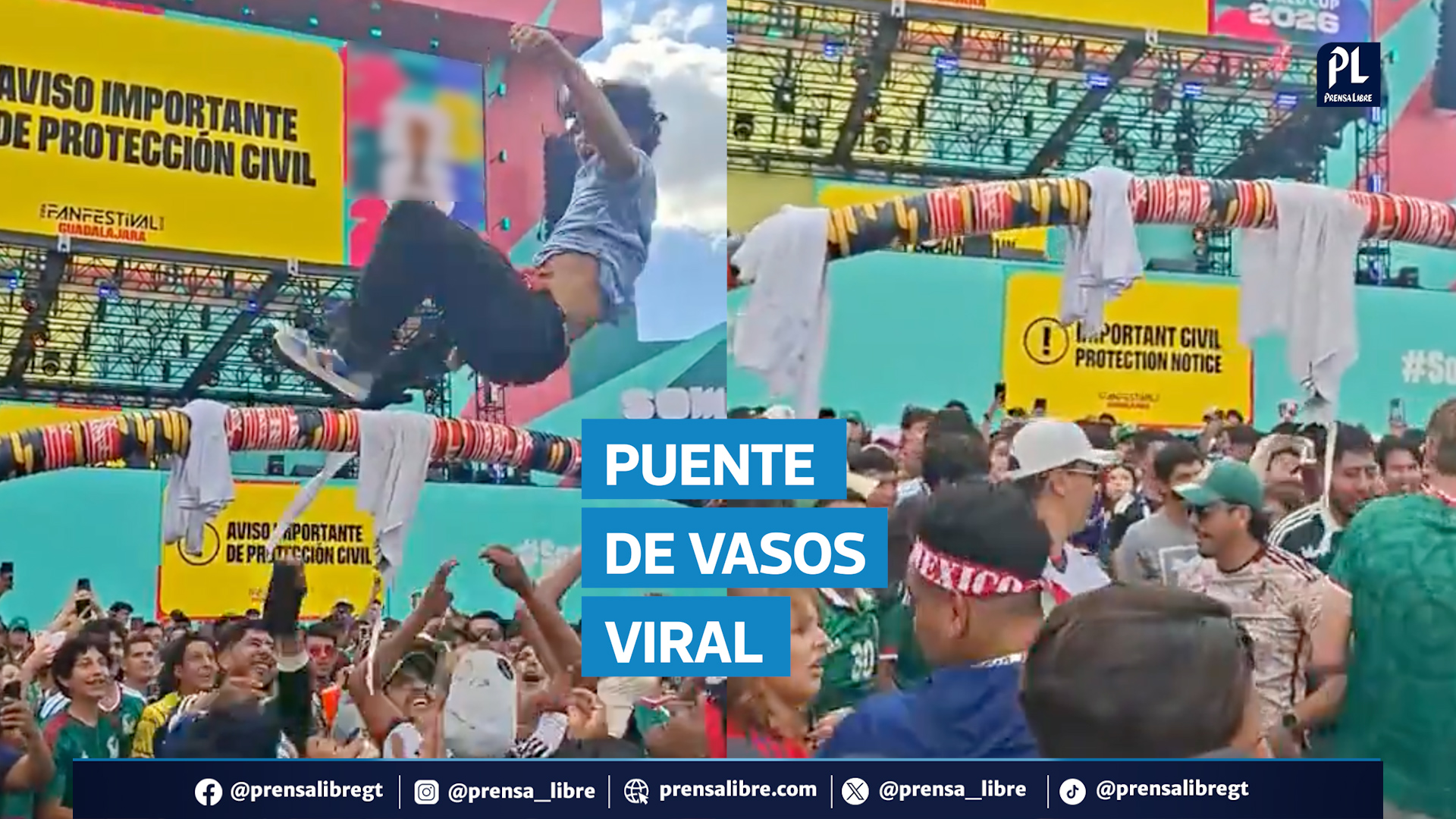 Un grupo de aficionados mexicanos se volvió viral en redes sociales tras formar un “puente” con vasos de cerveza y lanzar personas por encima para que fueran atrapadas del otro lado. El momento generó sorpresa y comentarios entre usuarios por la forma en que celebraban.