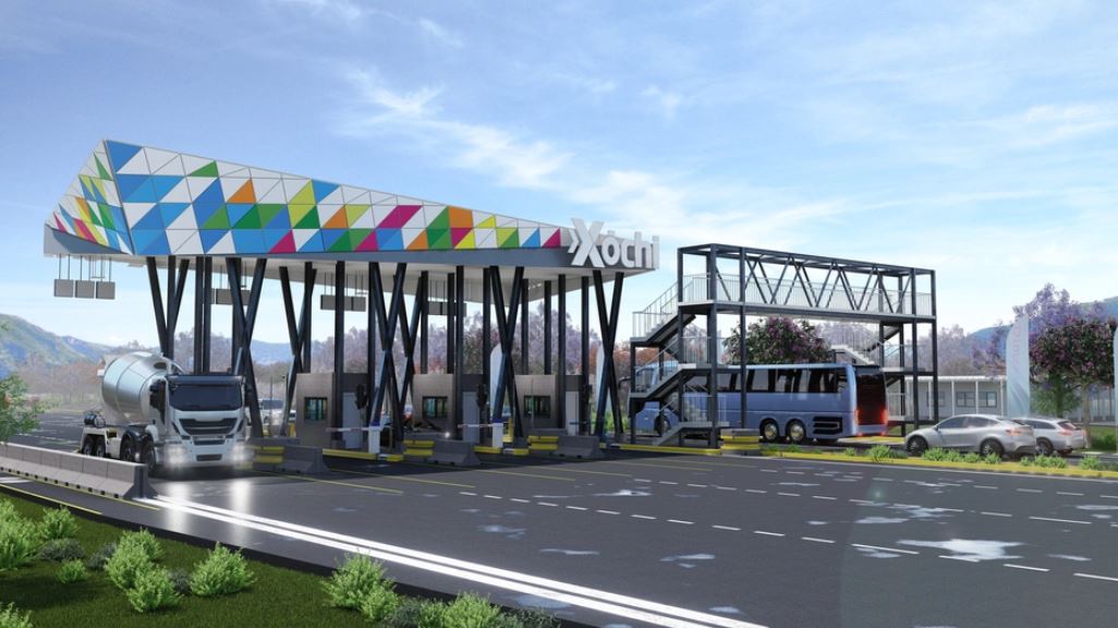 Render del peaje de Xochi, Corredor de las Flores, la autopista privada que funcionará como alternativa a la CA-2 Occidente en la Costa Sur.
