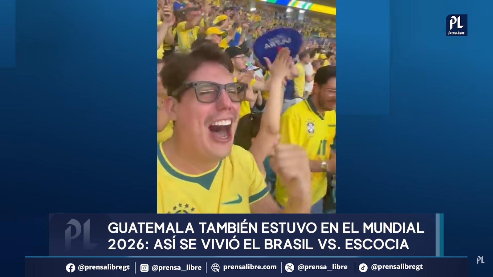 ¡Goooool! Entre gritos, saltos y una fiesta en las gradas, Guatemala también vibró con el Mundial 2026. Alberto Toro Vielman, conductor de Viva la Mañana de Guatevisión, compartió desde el estadio la emoción de la goleada de Brasil sobre Escocia.