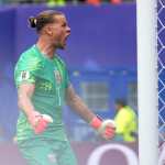 AMDEP8184. NUEVA JERSEY (ESTADOS UNIDOS), 05/07/2026.- Orjan Nyland de Noruega celebra al tapar un penalti este domingo, en un partido por los octavos de final del Mundial de la FIFA 2026 entre Brasil y Noruega en el estadio MetLife en Nueva Jersey (Estados Unidos). EFE/ Angel Colmenares