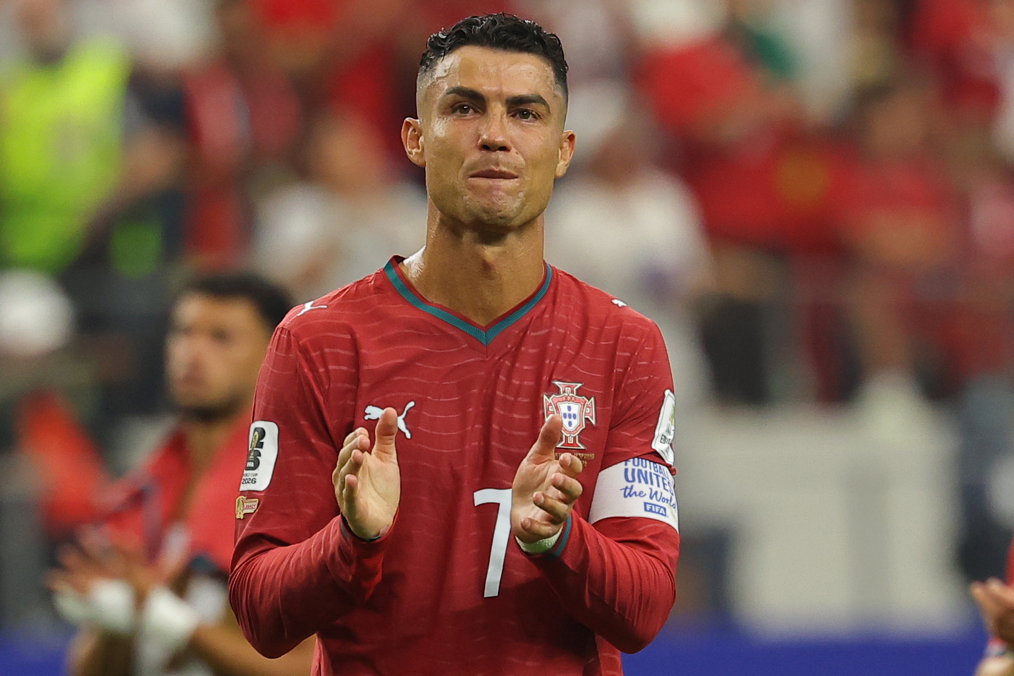 DALLAS (United States), 06/07/2026.- Cristiano Ronaldo of Portugal reacts after their defeat in the FIFA World Cup 2026 Round of 16 match Portugal against Spain, in Dallas, USA, 06 July 2026. (España) EFE/EPA/CHRISTOPHER NEUNDORF