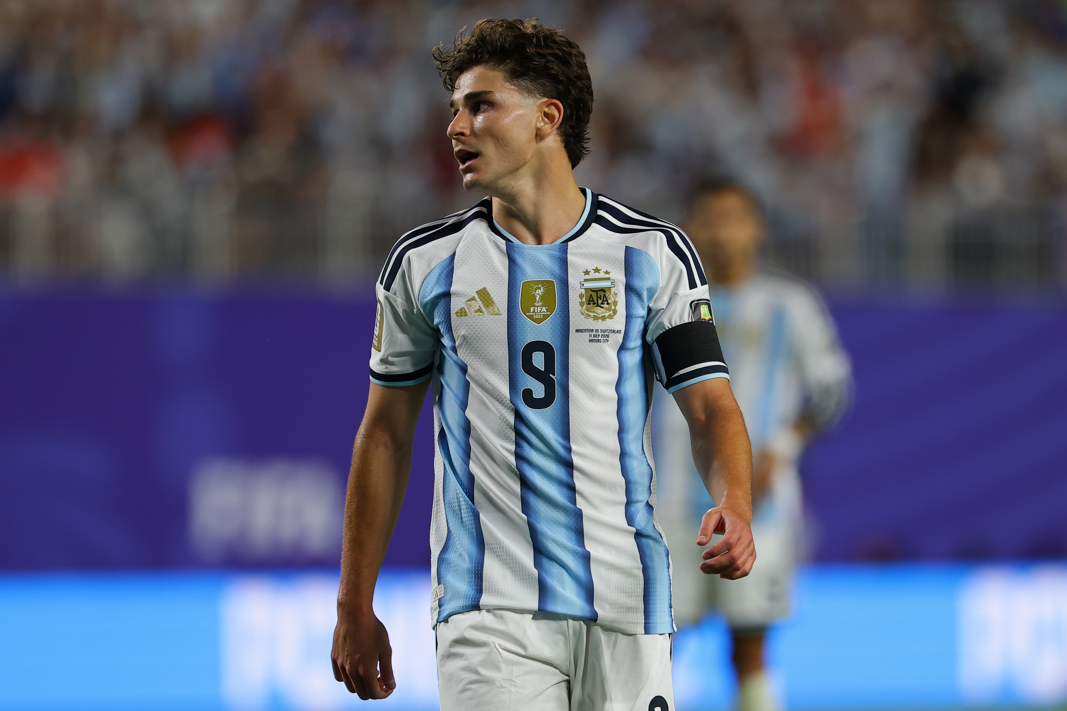 KANSAS CITY (United States), 12/07/2026.- Julian Alvarez of Argentina looks on during the FIFA World Cup 2026 quarterfinals match Argentina vs Switzerland, in Kansas City, Missouri, USA, 11 July 2026. (Suiza) EFE/EPA/CHRISTOPHER NEUNDORF