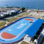 AME1805. SANTO DOMINGO (REPÚBLICA DOMINICANA), 21/07/2026.- Fotografía aérea que muestra la pista de patinaje en el Malecón Deportivo este martes, en Santo Domingo (República Dominicana). La República Dominicana acelera los preparativos para los XXV Juegos Centroamericanos y del Caribe Santo Domingo 2026 con la adecuación de instalaciones y la coordinación de los operativos de seguridad, transporte y logística para recibir a los más de 5.000 deportistas. EFE/ Grupo XP3