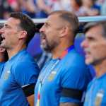 (260712) -- KANSAS CITY, July 12, 2026 (Xinhua) -- Lionel Scaloni (2nd L), head coach of Argentina is seen before the quarter final match between Argentina and Switzerland at the 2026 FIFA World Cup at the Kansas City Stadium in Kansas City, the United States, July 11, 2026. (Xinhua/Xu Chang)