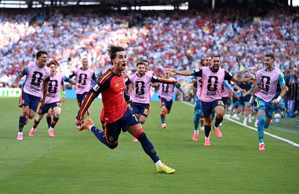 Ferrán Torres celebra el gol de la victoria frente a Argentina este domingo en Nueva York. Getty Images