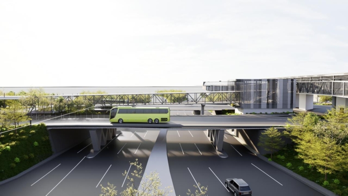 Station 4 of the El Trébol Complex will concentrate the connections between the two lines of the AeroMetro and Line 12 of the Transmetro, facilitating transfers for users, according to the Municipality of Guatemala. (Photo, Prensa Libre: courtesy Municipality of Guatemala)