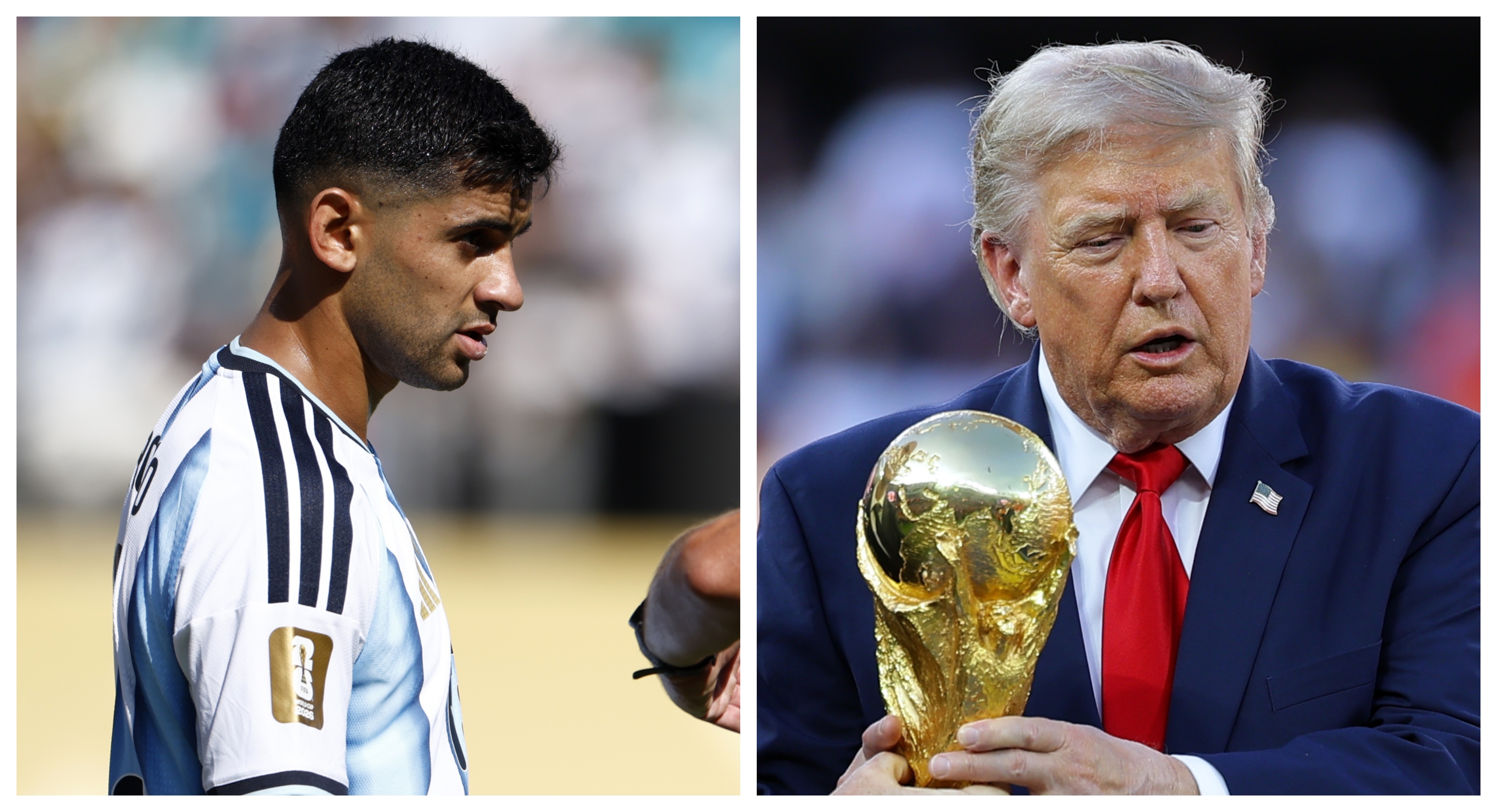 
Cristian "Cuti" Romero y Donald Trump coinciden durante la ceremonia de premiación de la final del Mundial 2026. (Fotos Prensa Libre: EFE)
