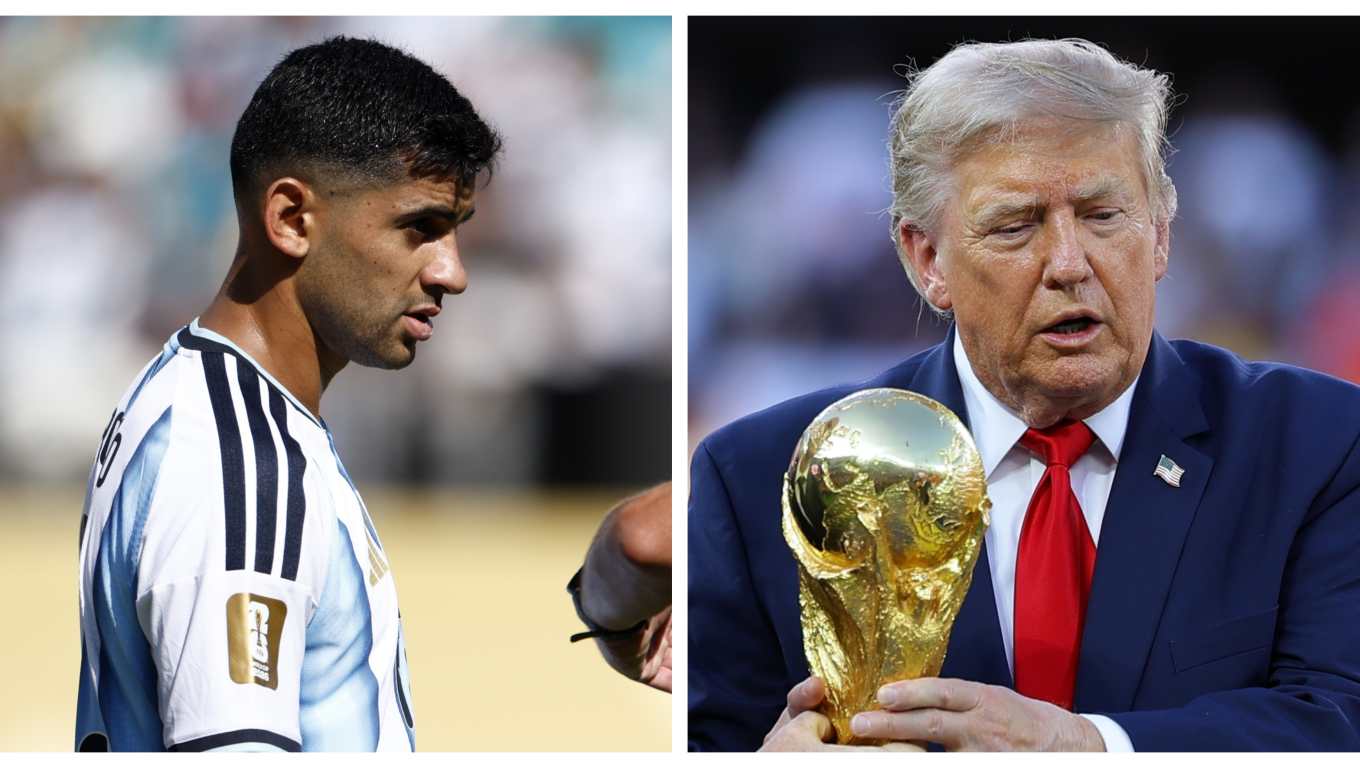 Cristian "Cuti" Romero y Donald Trump coinciden durante la ceremonia de premiación de la final del Mundial 2026. (Fotos Prensa Libre: EFE)