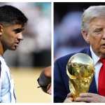 Cristian "Cuti" Romero y Donald Trump coinciden durante la ceremonia de premiación de la final del Mundial 2026. (Fotos Prensa Libre: EFE)