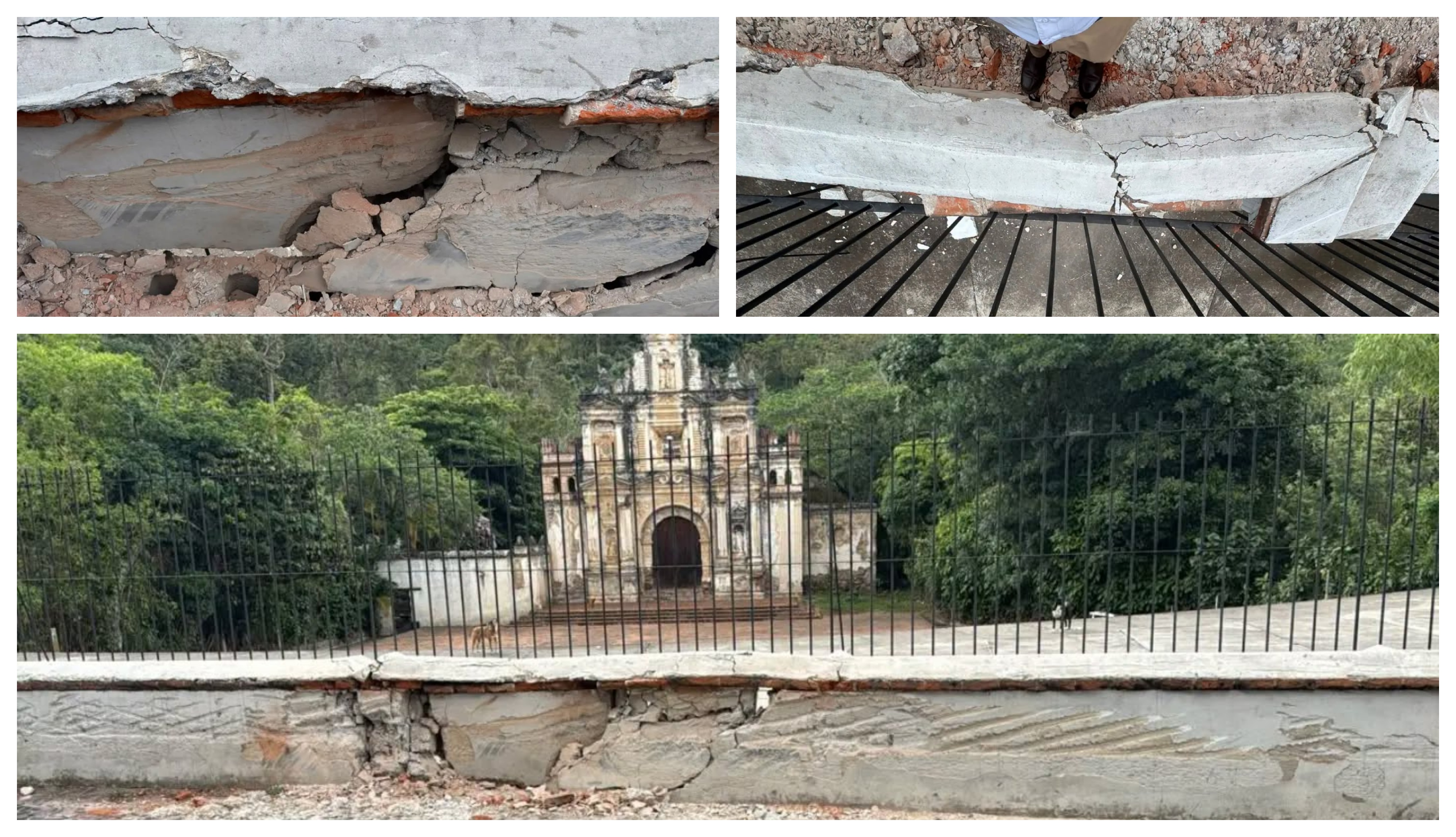 El CNPAG busca identificar al responsable de los daños ocasionados al muro perimetral de la Ermita de la Santa Cruz, en Antigua Guatemala, para que asuma los costos de la reparación. (Foto Prensa Libre: Tomada del Facebook de CNPAG)