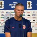 Erling Haaland en conferencia de prensa