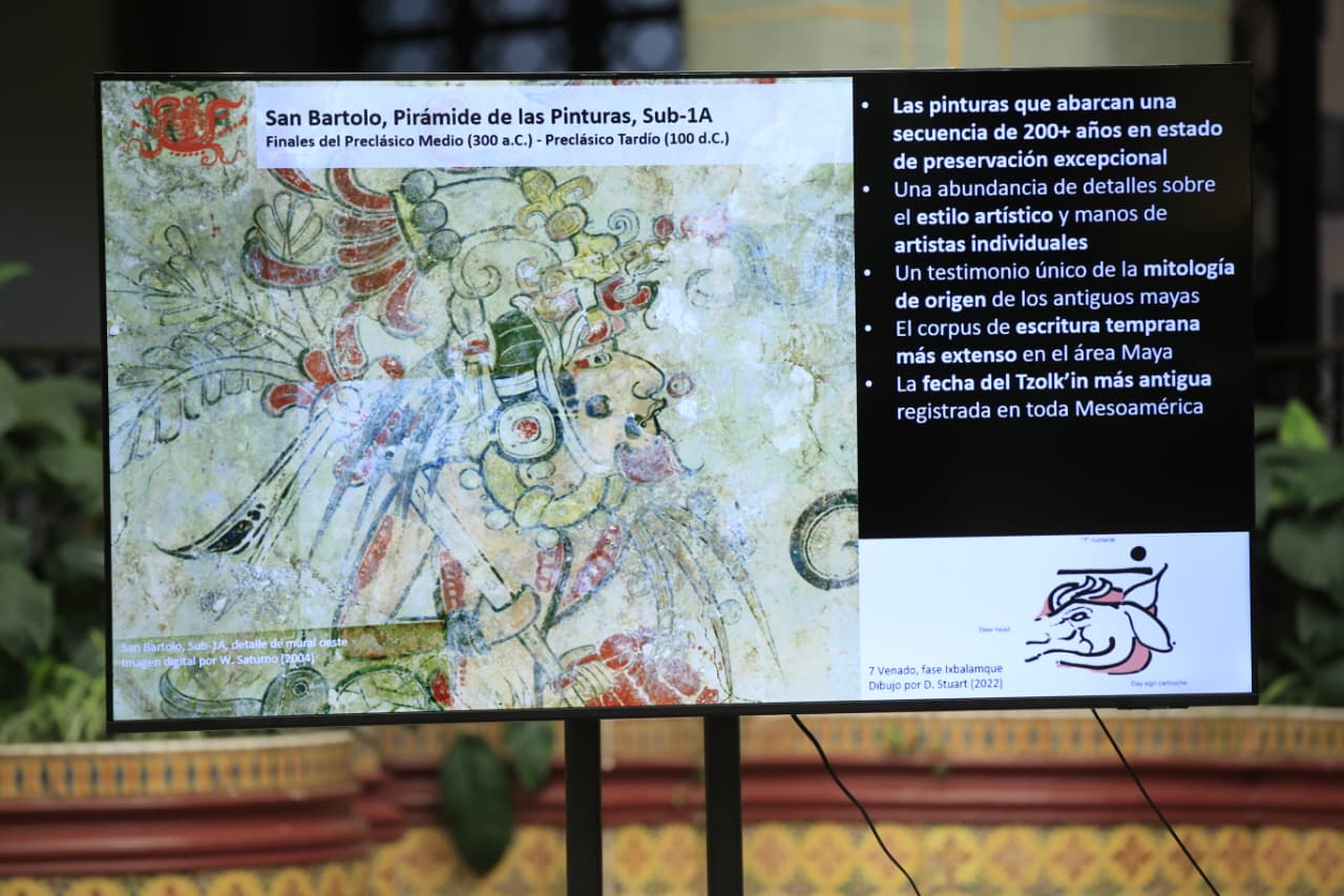 El Ministerio de Cultura y Deporte da a  a conocer los hallazgos de jeroglíficos en el sitio arqueológico de San Bartolo Xultún, así también identifican al primer astrónomo maya por su nombre. (Foto Prensa Libre: Javier González).