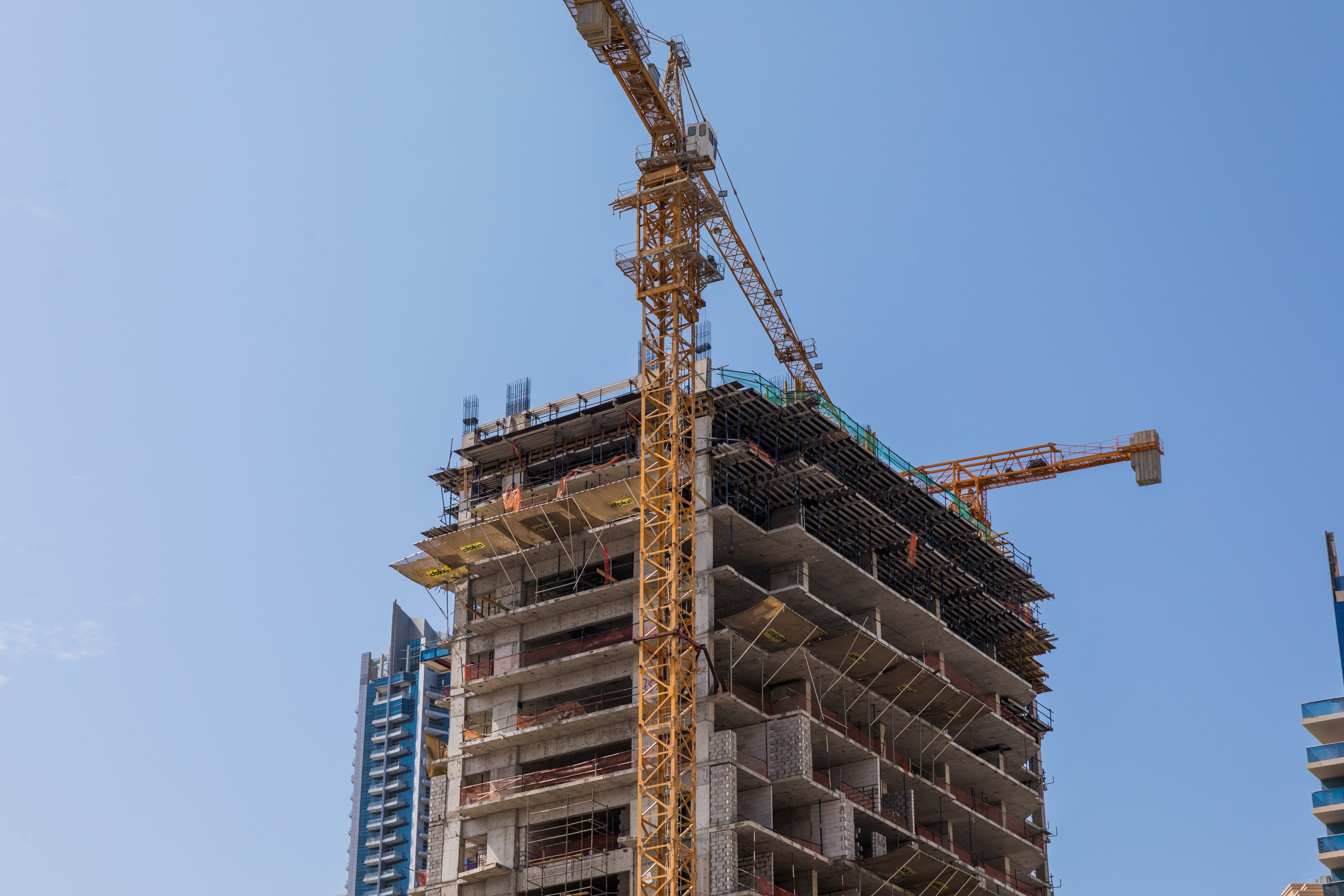 Dubai, UAE - October, 2018 Building construction of skyscrapers