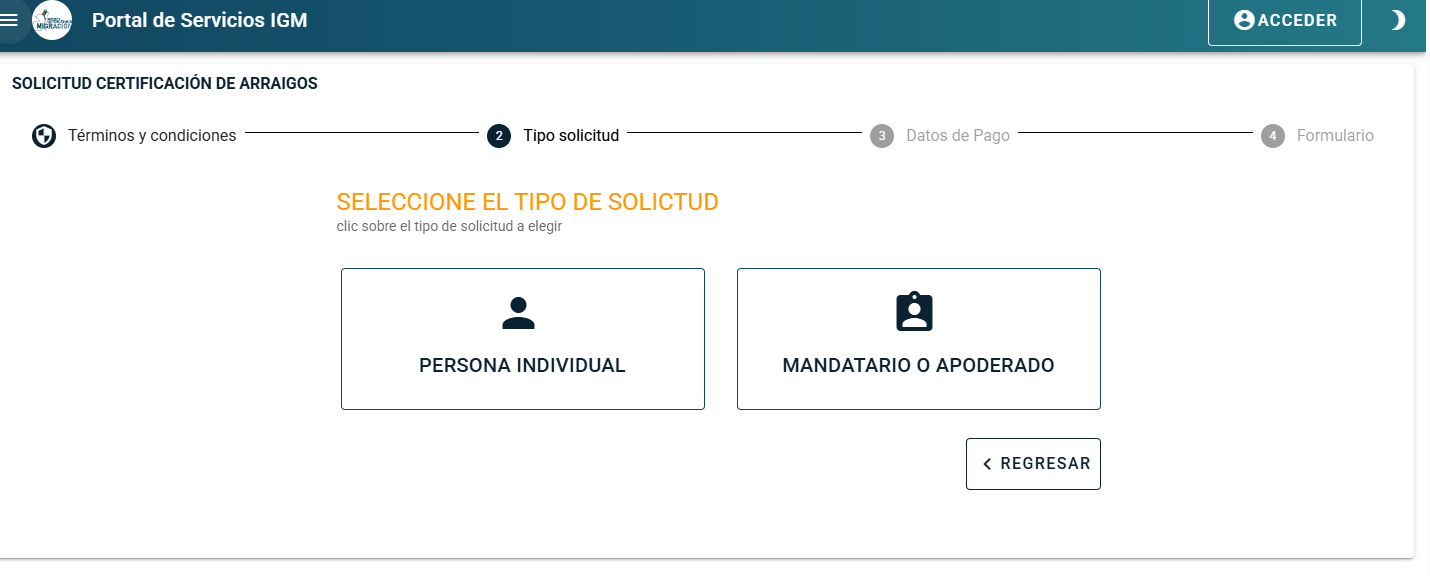 Tras realizar el pago en el CHN, el solicitante debe ingresar a la sección "Solicitar certificación de arraigo" del IGM y registrar el número de la boleta de pago para continuar con el trámite. (Foto, Prensa Libre: Captura de pantalla del IGM).
